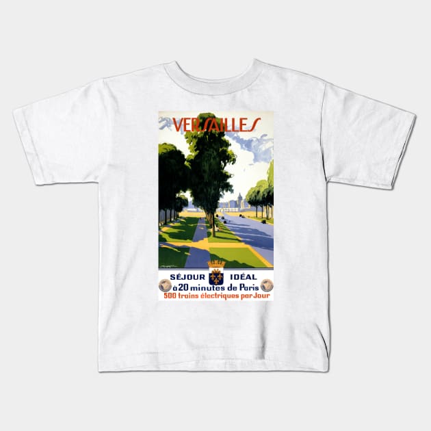 Vintage Travel Poster France Versailles Kids T-Shirt by vintagetreasure